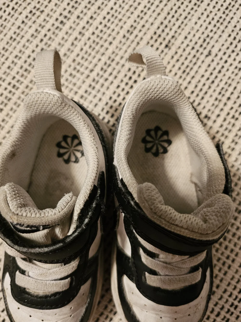 Kids Black & White Nike Athletic Sneakers with Hook-and-Loop Strap